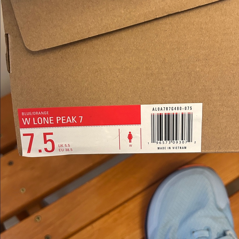 Women’s Altra W Lone Peak 7 Running Sneaker w/box Size 7.5 - Light Blue/Orange - Picture 9 of 9